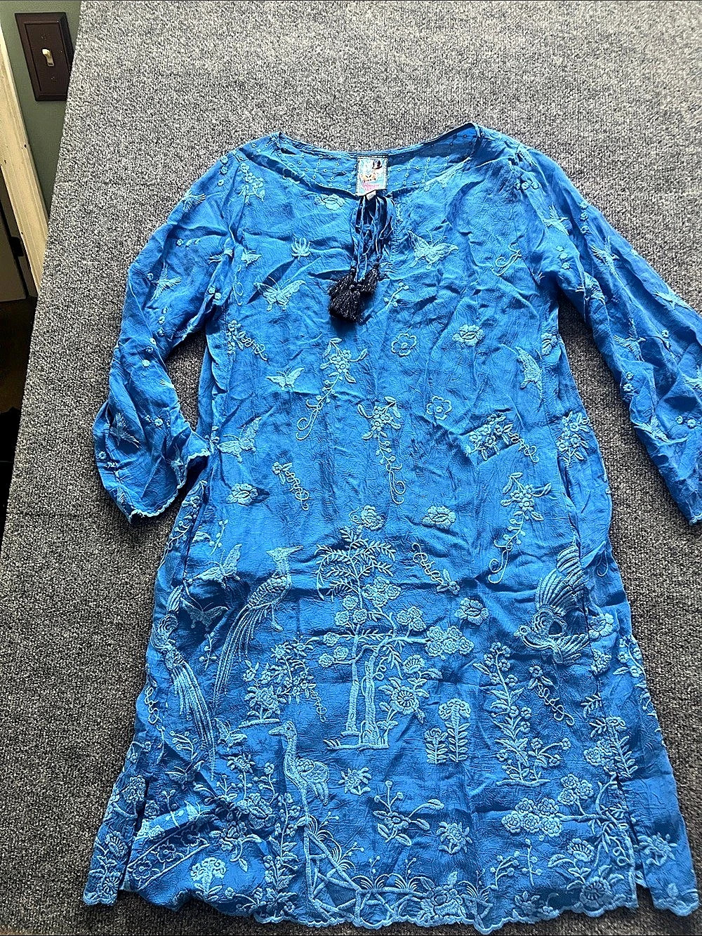 Johnny Was Embroidered long tunic in Blue size S